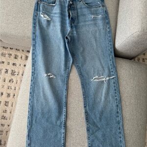 Levis 501 Blue Distressed women Jeans